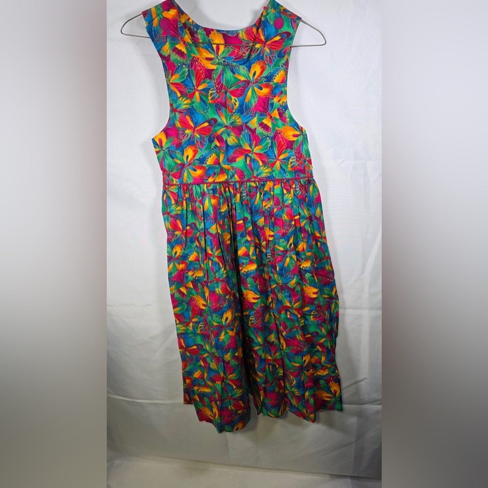 Judy Lynn Vintage Colorful Butterfly Dress Size 10 100% Cotton